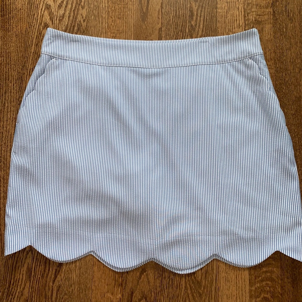 Vineyard Vines Seersucker Scallop Hem Athletic Skirt
